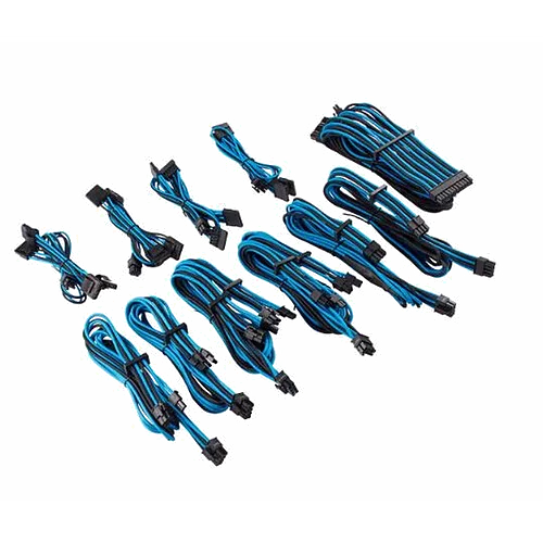 Kit Pro de Câbles d'Alimentation Premium Gainés Individuellement Type 4 Gen 4 - Bleu