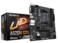 GIGABYTE Carte mère A520M S2H - Prend en charge les processeurs AMD Ryzen série 5000 AM4, VRM numérique pur 4+3 phases, jusqu'à 5100 MHz DDR4 (OC), PCIe 3.0 x4 M.2, LAN GbE, USB 3.2 Gen 1