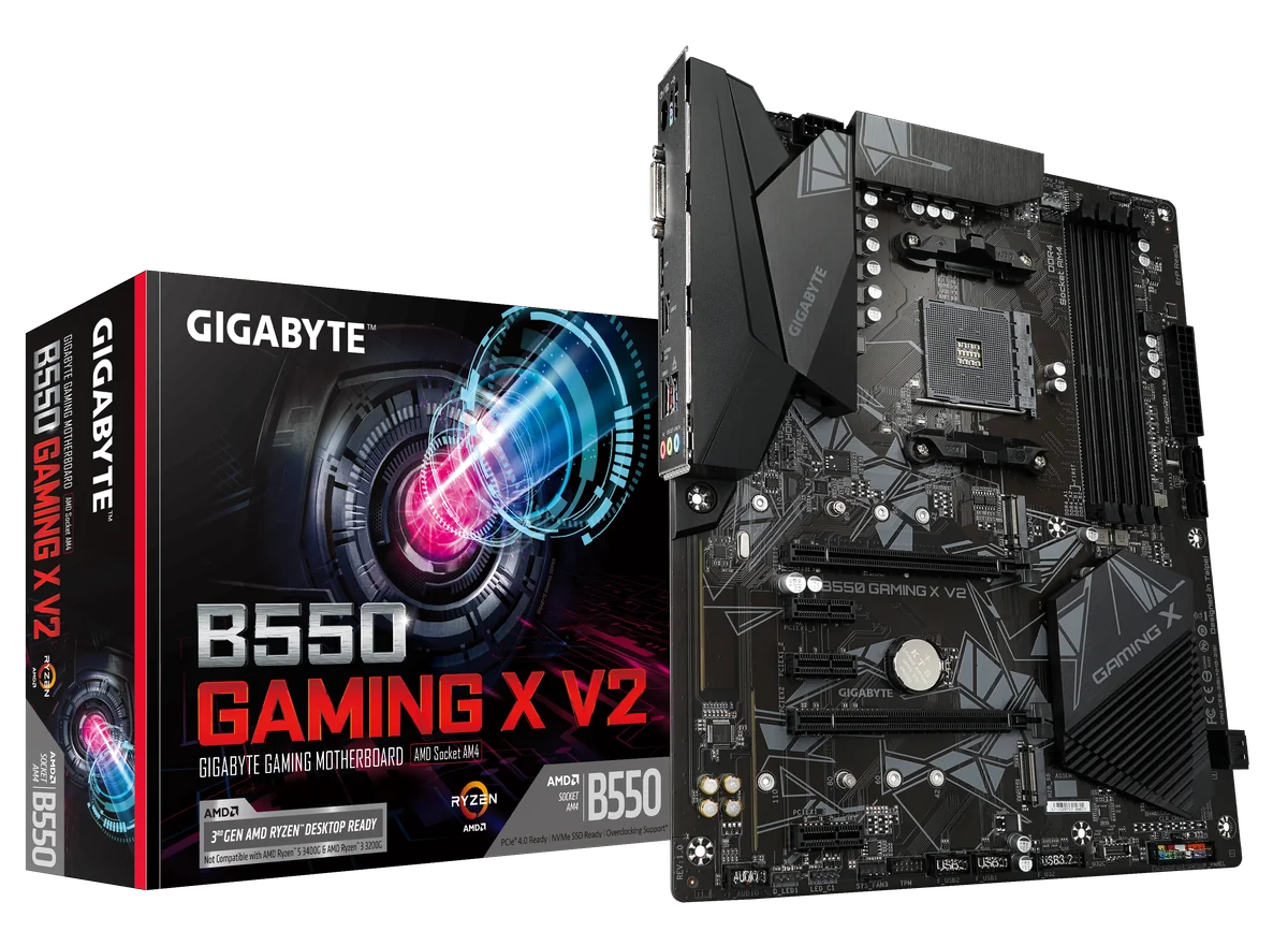 GIGABYTE B550 Gaming X V2 Carte mère - Processeurs AMD Ryzen 5000, VRM 10+3 phases, jusqu'à 4733 MHz DDR4, 1xPCIe 4.0 + 1xPCIe 3.0 M.2, LAN 1GbE, USB 3.2 Gen 2