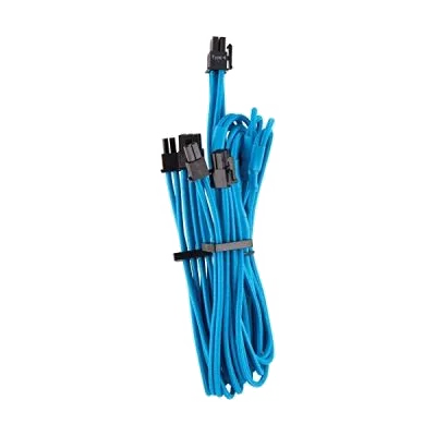 Câble d'alimentation gainé individuellement CORSAIR Premium Sleeved Split PCIe Type 4 (2 connecteurs) - Bleu