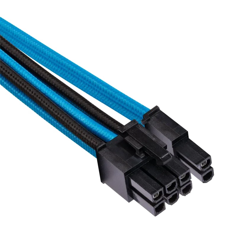 Câble d'alimentation PCIe gainé individuellement CORSAIR Premium Type 4 (2 connecteurs) - Bleu/Noir