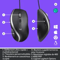 Souris Filaire Avancée Logitech M500s Noir - Confort et Productivité - 9