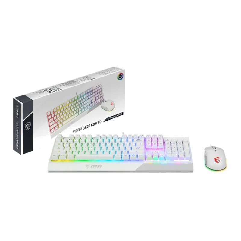 Pack Gamer 2en1 (Clavier/Souris) MSI Vigor GK30 Combo RGB (Blanc)
