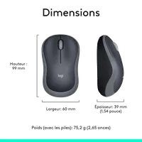 Souris Sans Fil Logitech M185 - Ambidextre, Grise - 11