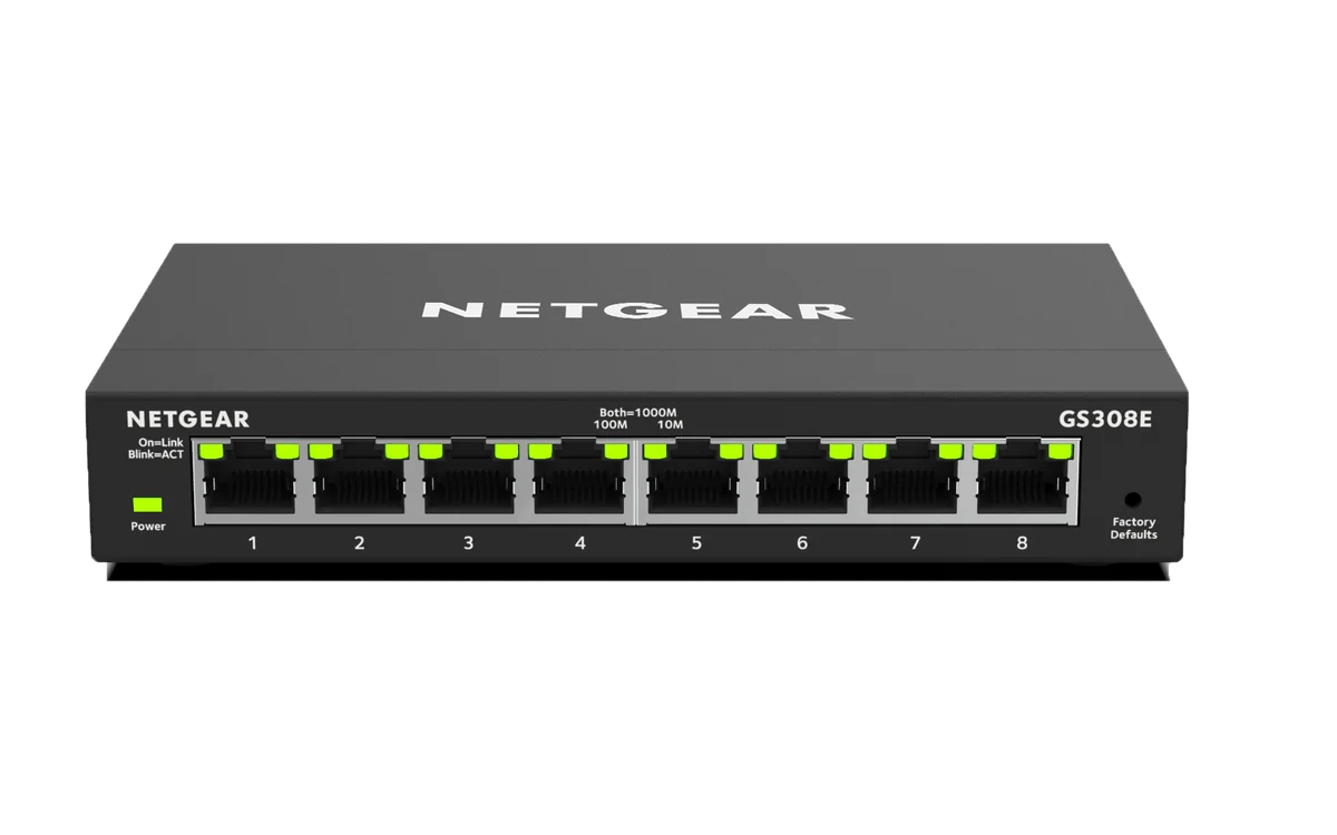 NETGEAR GS308E Géré Gigabit Ethernet (10/100/1000) Noir