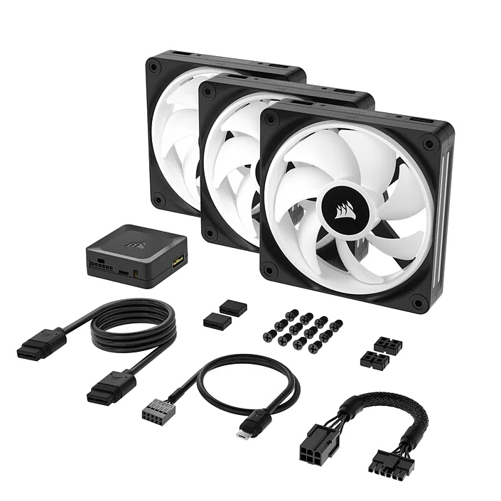 CORSAIR Kit de démarrage ventilateurs PWM 120 mm CORSAIR iCUE LINK QX120 RGB