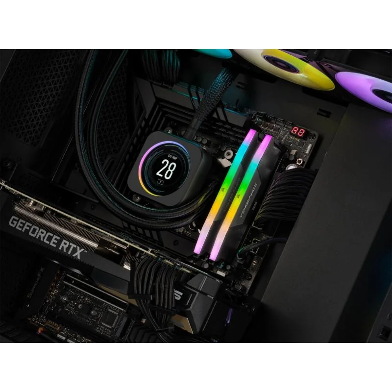 Kit Barrettes mémoire 32Go (2x16Go) DIMM DDR5 Corsair Vengeance RGB  6000MHz CL36 (Noir)