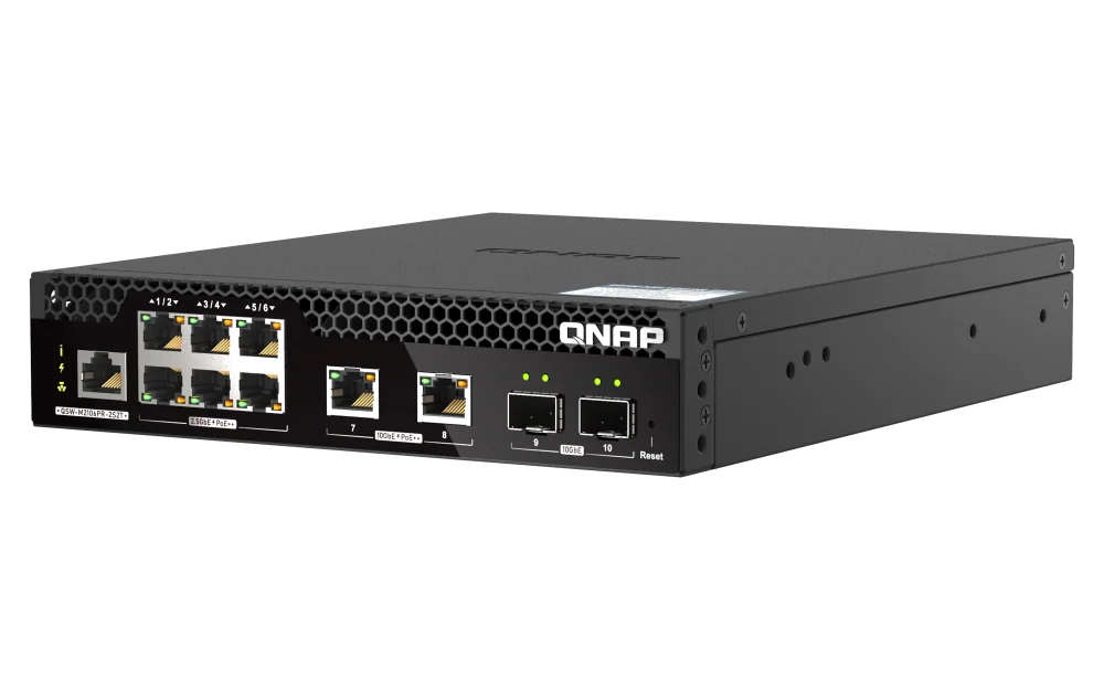 QNAP QSW-M2106PR-2S2T commutateur réseau Géré L2 10G Ethernet (100/1000/10000) Connexion Ethernet, supportant l'alimentation via ce port (PoE) 1U Noir