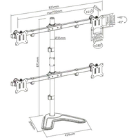 KIMEX Support de Bureau Sur Pied pour 4 Ecrans Moniteurs TV 17'' - 32'' - 6