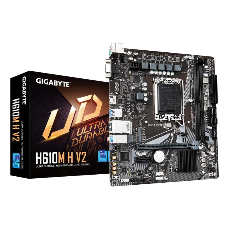 GIGABYTE H610M H V2 Carte mère - Compatible avec processeurs Intel Core 14th CPUs, 4+1+1 Hybrid Digital VRM, up to 5600MHz DDR5, 1xPCIe 3.0 M.2, GbE LAN, USB 3.2 Gen 1