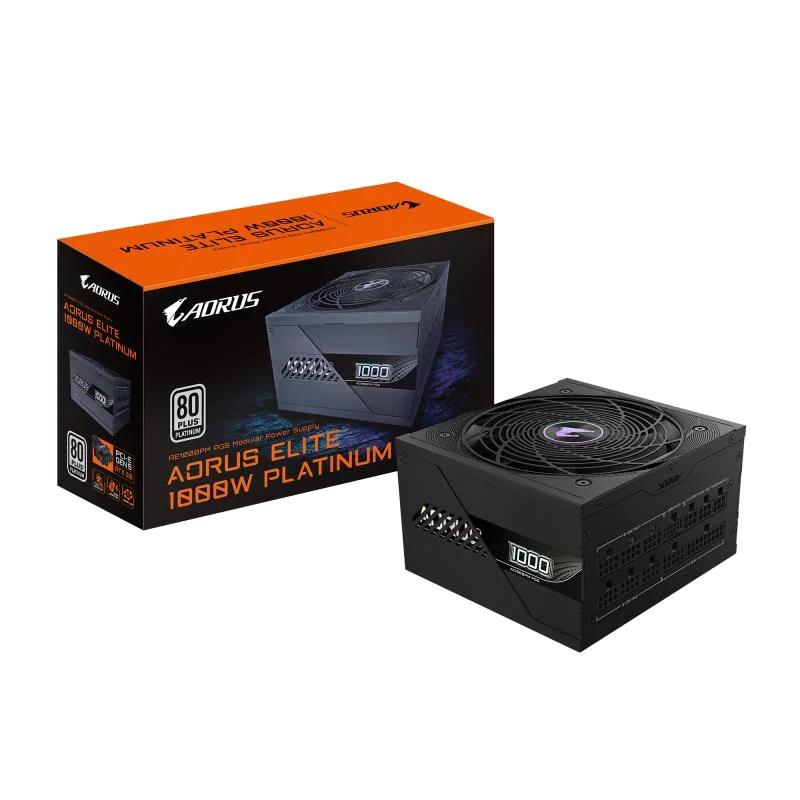 GIGABYTE AORUS ELITE P1000W ICE Alimentation - PCIe 5.0, 80 PLUS Platinum, Conception entièrement modulaire, Ventilateur de 120 mm, Compatible ATX 3.0, Prise EU