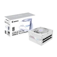GIGABYTE AORUS ELITE P1000W ICE Alimentation - PCIe 5.0, 80 PLUS Platinum, Conception entièrement modulaire, Ventilateur de 120 mm, Compatible ATX 3.0, Prise EU - 1