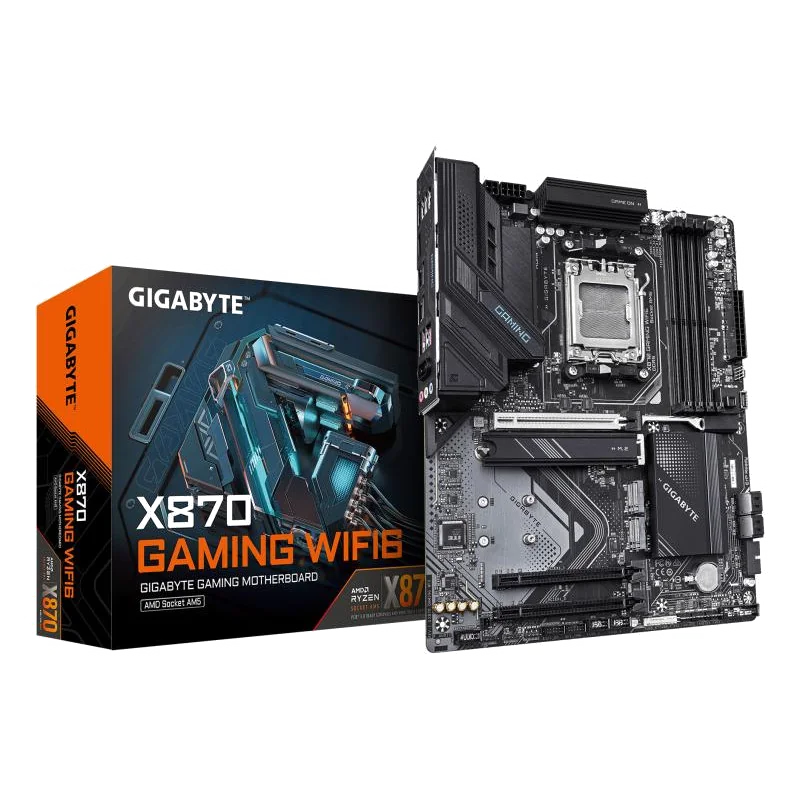 GIGABYTE X870 GAMING WIFI6 Carte Mère - Prend en charge les processeurs AMD Ryzen 9000, 8+2+2 phases VRM, jusqu'à 8000MHz DDR5 (OC), 1xPCIe 5.0 + 2xPCIe 4.0, Wi-Fi 6, LAN 2,5GbE, USB 4