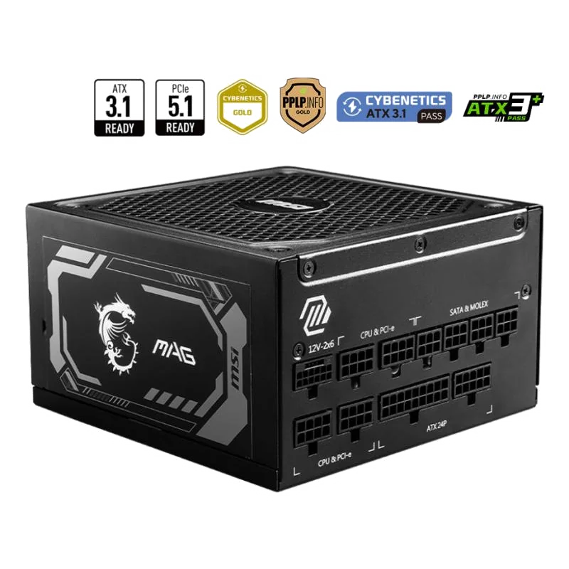 MSI MAG A1250GL PCIE5 unité d'alimentation d'énergie 1250 W 24-pin ATX ATX Noir