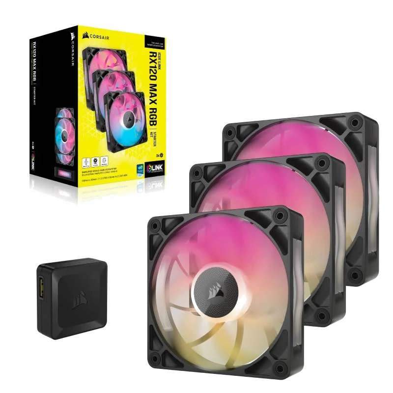 Corsair iCUE LINK RX120 MAX RGB Boitier PC Ventilateur 12 cm Noir 3 pièce(s)