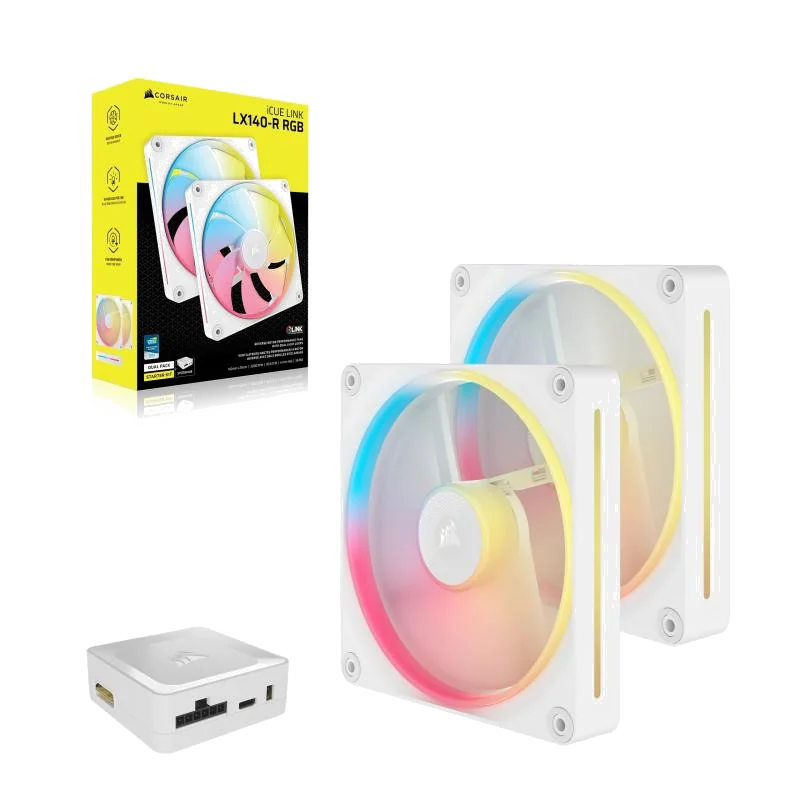 Corsair iCUE LINK LX140-R RGB Boitier PC Ventilateur 14 cm Blanc 2 pièce(s)