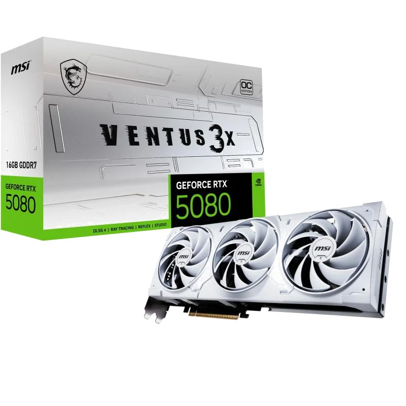MSI VENTUS GEFORCE RTX 5080 16G 3X OC WHITE carte graphique NVIDIA 16 Go GDDR7