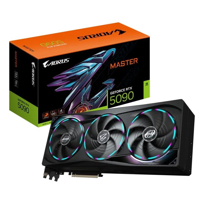 GIGABYTE AORUS GeForce RTX 5090 MASTER 32G Carte Graphique - 32 Go GDDR7, 512 bits, PCI-E 5.0, 2655MHz Fréquence du Cœur, 3 x DP 2.1a, 1 x HDMI 2.1b, GV-N5090AORUS M-32GD