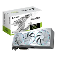 GIGABYTE AORUS GeForce RTX 5080 MASTER ICE 16G Carte Graphique - 16 Go GDDR7, 256 bits, PCI-E 5.0, 2805MHz Core Clock, 3 x DP 2.1a, 1 x HDMI 2.1b, NVIDIA DLSS 4, GV-N5080AORUSM ICE-16GD - 1