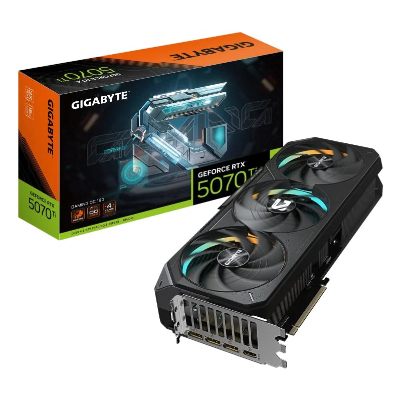 GIGABYTE GeForce RTX 5070 Ti GAMING OC 16G Carte Graphique - 16 Go GDDR7, 256 bits, PCI-E 5.0, 2588 MHz Core Clock, 3 x DP 2.1a, 1 x HDMI 2.1b, NVIDIA DLSS 4, GV-N507TGAMING OC-16GD