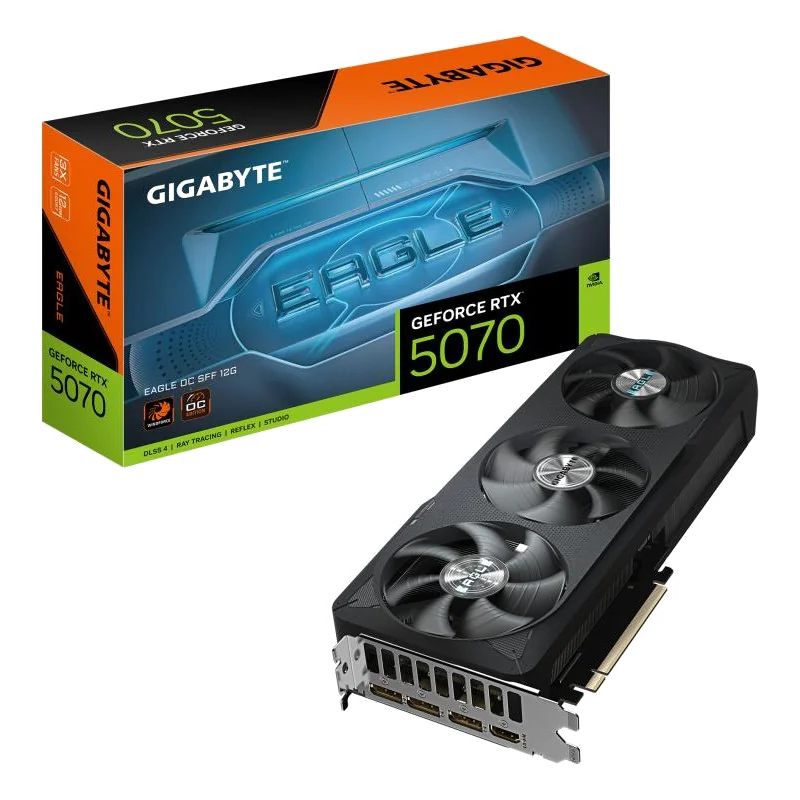 GIGABYTE GeForce RTX 5070 EAGLE OC SFF 12G Carte Graphique - 12 Go GDDR7, 192 bits, PCI-E 5.0, 2587 MHz Core Clock, 3 x DP 2.1b, 1 x HDMI 2.1b, NVIDIA DLSS 4, GV-N5070EAGLE OC-12GD