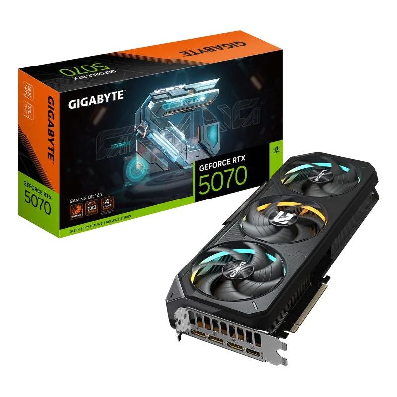 GIGABYTE GeForce RTX 5070 GAMING OC 12G Carte Graphique - 12 Go GDDR7, 192 bits, PCI-E 5.0, 2625 MHz Core Clock, 3 x DP 2.1a, 1 x HDMI 2.1b, NVIDIA DLSS 4, GV-N5070GAMING OC-12GD