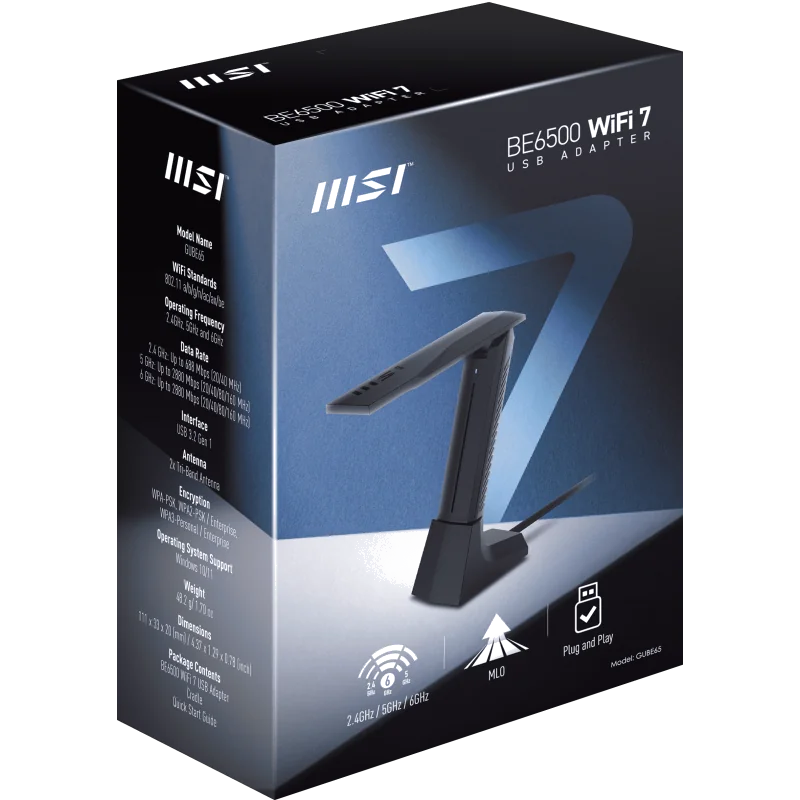 MSI BE6500 WiFi7 USB Stick - Dongle WLAN 2880 Mbit/s