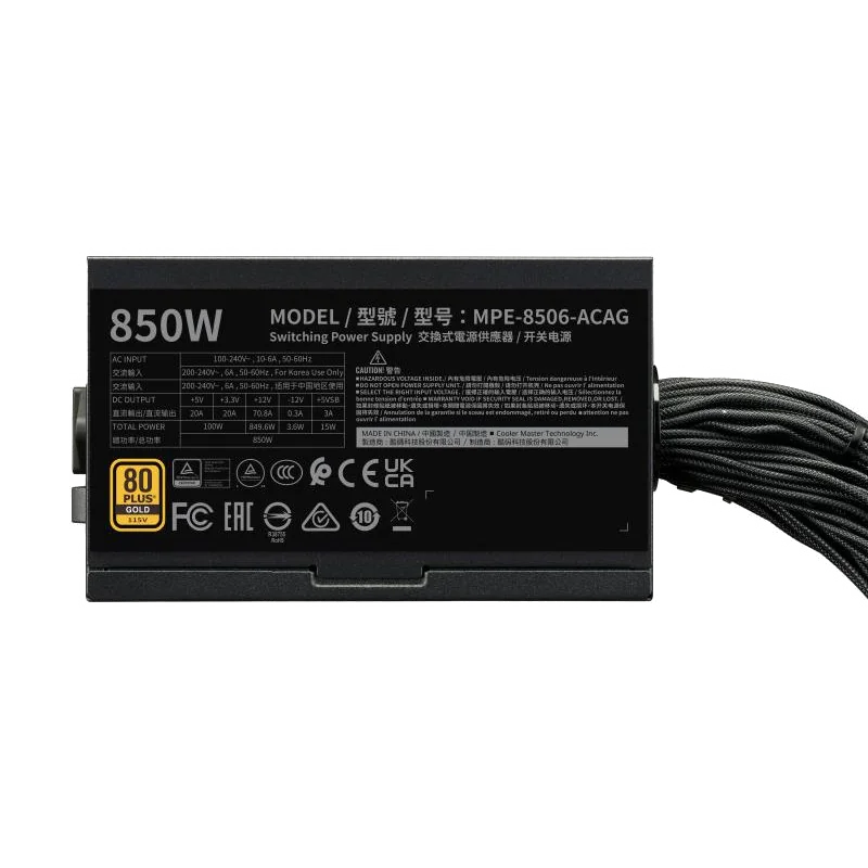 Alimentation ATX Cooler Master MWE Gold - 850W (Noir)