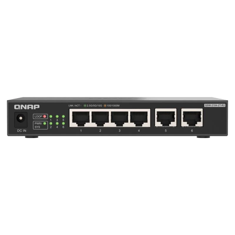 QNAP QSW-2104-2T-R2 commutateur réseau Non-géré 10G Ethernet (100/1000/10000) Bureau Noir