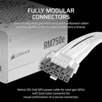 Alimentation Corsair RM750e White 750W ATX 3.1 - Certification Cybenetics Gold - 3