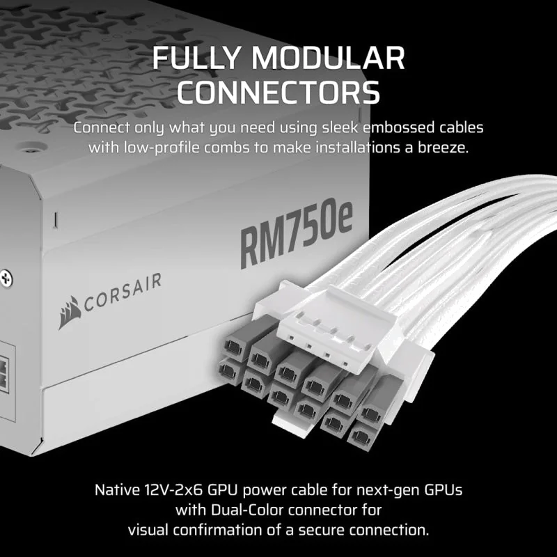 CORSAIR RM750e White, 750 Watt, ATX 3.1, Cybenetics GOLD