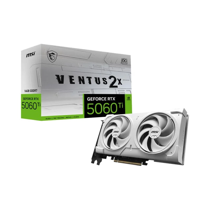 MSI VENTUS GEFORCE RTX 5060 TI 16G 2X OC WHITE PLUS carte graphique NVIDIA 16 Go GDDR7