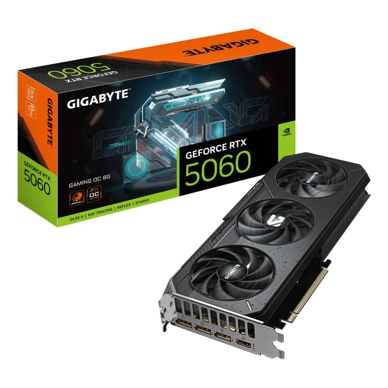 GIGABYTE GeForce RTX 5060 GAMING OC 8G Carte Graphique - 8GB GDDR7, 128bit, PCI-E 5.0, 2595 MHz Fréquence du cœur, 3 x DisplayPort, 1 x HDMI, GV-N5060GAMING OC-8GD