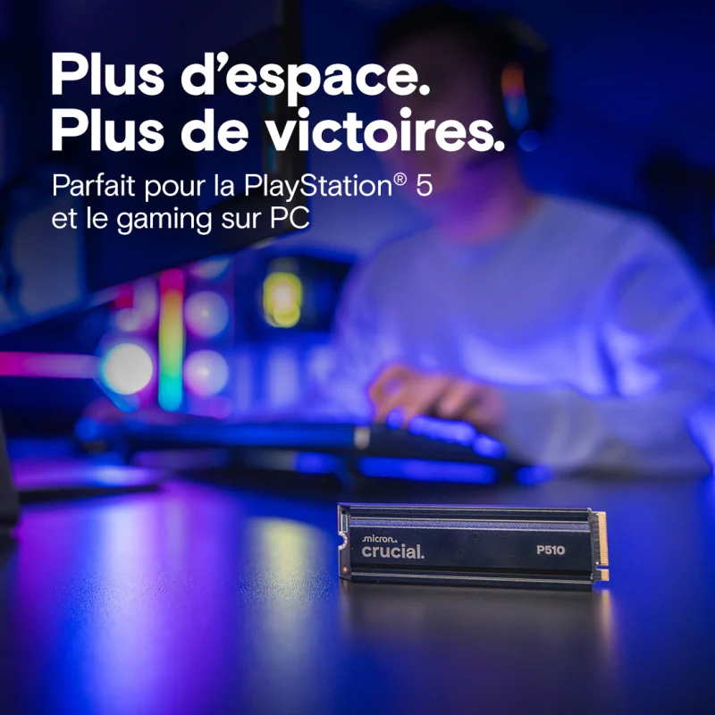 Disque SSD Crucial P510 1To avec dissipateur - M.2 NVMe Type 2280