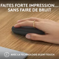 Souris Logitech Pebble 2 M350s Graphite - Ambidextre, Sans Fil Bluetooth & RF, 4000 DPI - 12