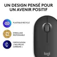 Souris Logitech Pebble 2 M350s Graphite - Ambidextre, Sans Fil Bluetooth & RF, 4000 DPI - 17