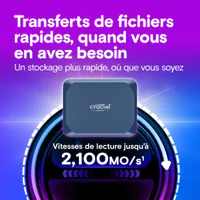 SSD Externe Portable Crucial X10 2 To - USB-C 3.2 Gen2 - Résistant à l'eau et à la poussière - 5