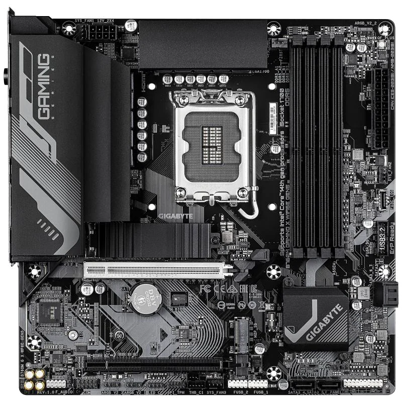 GIGABYTE B760M GAMING X WIFI6E GEN5 Carte Mère – Compatible avec les processeurs Intel Core 14e génération, VRM 8+1+1 phases, jusqu’à 5600 MHz DDR5, 2 x M.2 PCIe 4.0, Wi-Fi 6E, LAN 2.5 GbE, USB 3.2 Gen 1