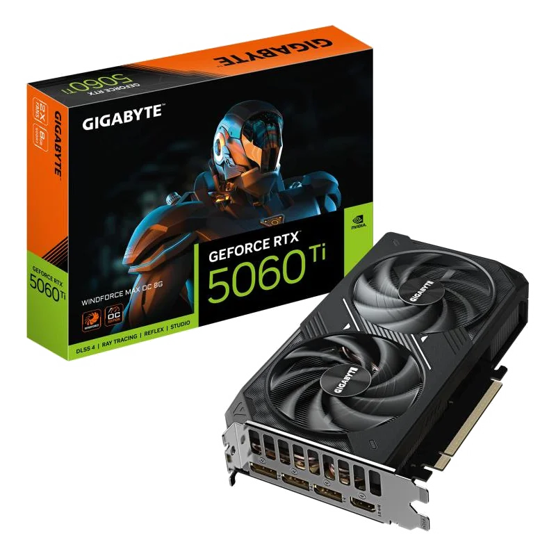 GIGABYTE GeForce RTX 5060 Ti EAGLE MAX OC 8G Carte Graphique – 8 Go GDDR7, 128 bits, PCI-E 5.0, 2617MHz Fréquence du processeur, 3 x DisplayPort, 1 x HDMI, NVIDIA DLSS 4, GV-N506TEAGLEMAX OC-8GD