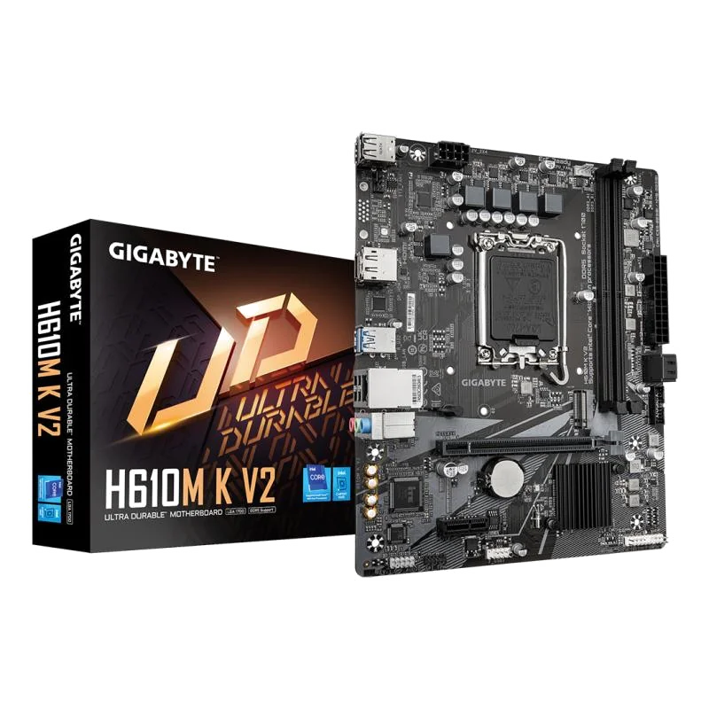 GIGABYTE H610M K V2 Carte mère - Processeurs Intel Core 14ᵉ génération, jusqu'à 5600 MHz DDR5, 1xPCIe 3.0 M.2, LAN 1GbE, USB 3.2 Gen 1