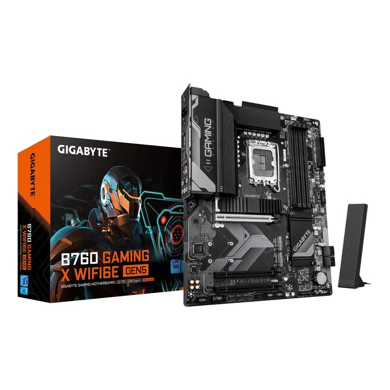 GIGABYTE B760 GAMING X WIFI6E GEN5 Carte Mère – Compatible avec les processeurs Intel Core 14e génération, VRM 8+1+1 phases, jusqu’à 5600 MHz DDR5, 3 x M.2 PCIe 4.0, Wi-Fi 6E, LAN 2.5 GbE, USB 3.2 Gen 2