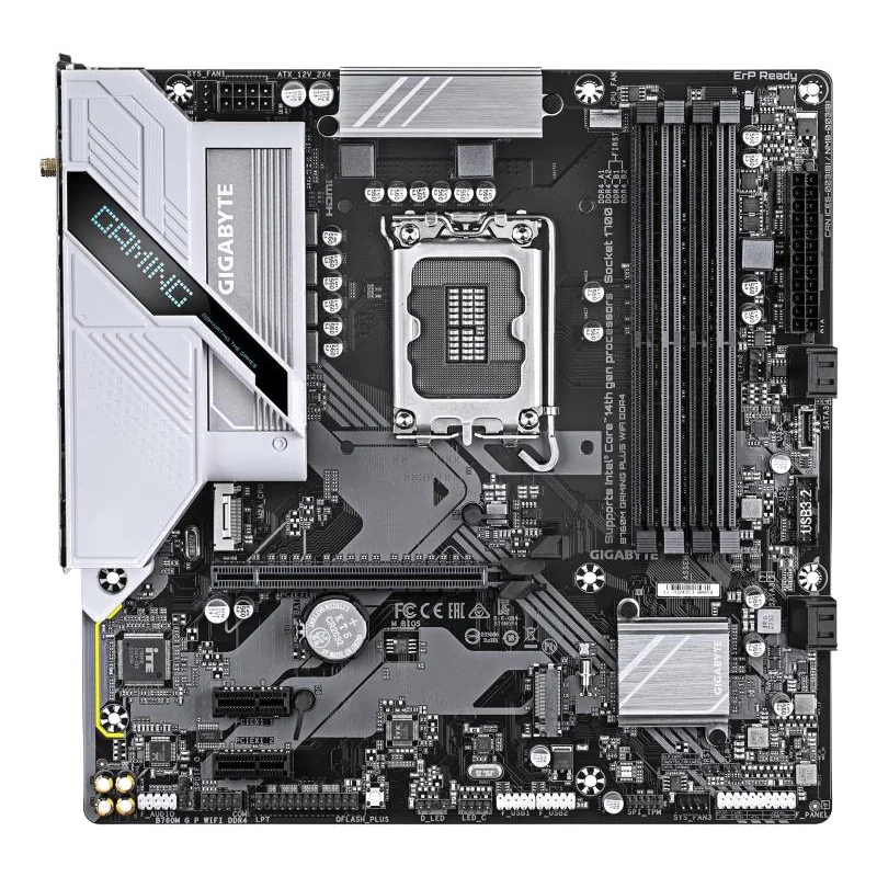 GIGABYTE B760M GAMING PLUS WIFI DDR4 Carte mère - Compatible avec les processeurs Intel Core de 14e génération, VRM 4+1+1 phases, jusqu'à 5333 MHz DDR4 (OC), 2xPCIe 4.0 M.2, Wi-Fi 6, LAN 1 GbE, USB 3.2 Gen 1
