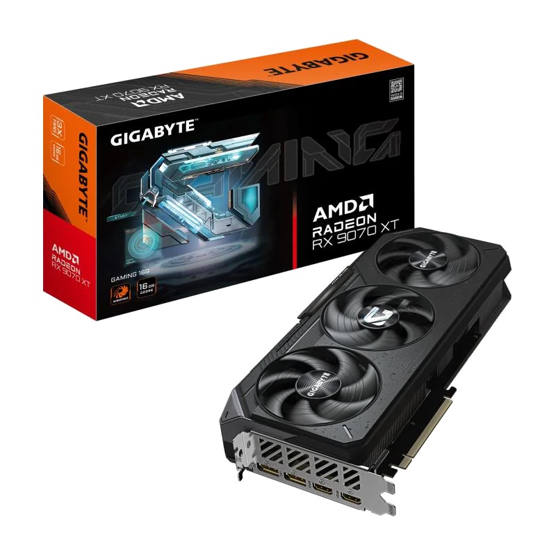 GIGABYTE Radeon RX 9070 XT GAMING 16G Carte graphique - 16 Go GDDR6, 256 bits, PCI-E 5.0, Fréquence du cœur 2970 MHz, 2 x DisplayPort 2.1a, 2 x HDMI 2.1b, GV-R9070XTGAMING-16GD