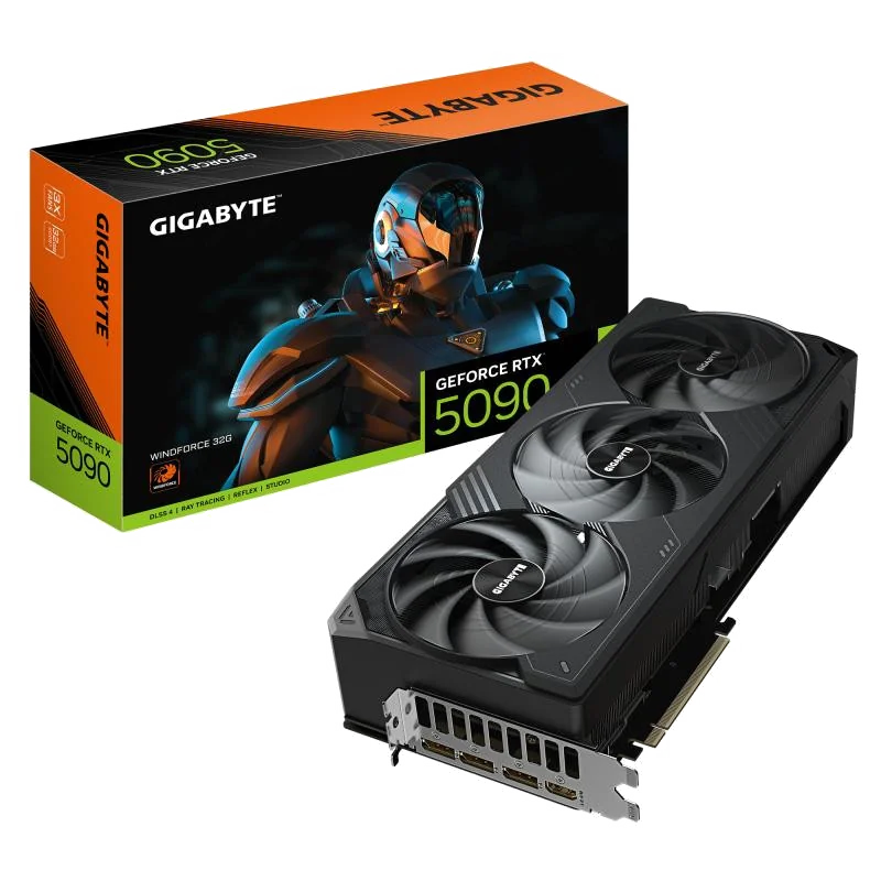 GIGABYTE GeForce RTX 5090 WINDFORCE 32G Carte Graphique - 32 Go GDDR7, 512 bits, PCI-E 5.0, 2407 MHz Core Clock, 3 x DP 2.1a, 1 x HDMI 2.1b, NVIDIA DLSS 4, GV-N5090WF3-32GD