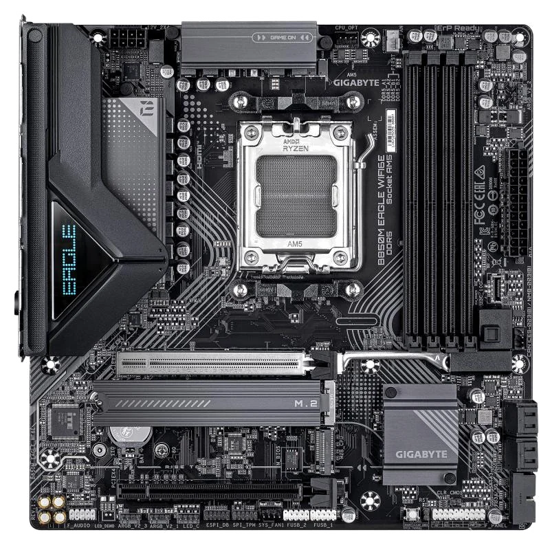 GIGABYTE B850M EAGLE WIFI6E Carte Mère - Processeurs AMD Ryzen Série 9000, VRM numérique 8+2+2 phases, jusqu’à 8200MHz DDR5 (OC), 1xPCIe 5.0 + 1xPCIe 4.0 M.2, Wi-Fi 6E, LAN 2.5GbE, USB 3.2 Gen 2