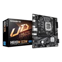 GIGABYTE H610M D3W Carte Mère - Prend en charge les processeurs Intel Core 14e génération, VRM 5+1+1 phases, jusqu’à 5600MHz DDR5, 1xPCIe 3.0 M.2, LAN 1GbE, USB 3.2 Gen 1 - 2
