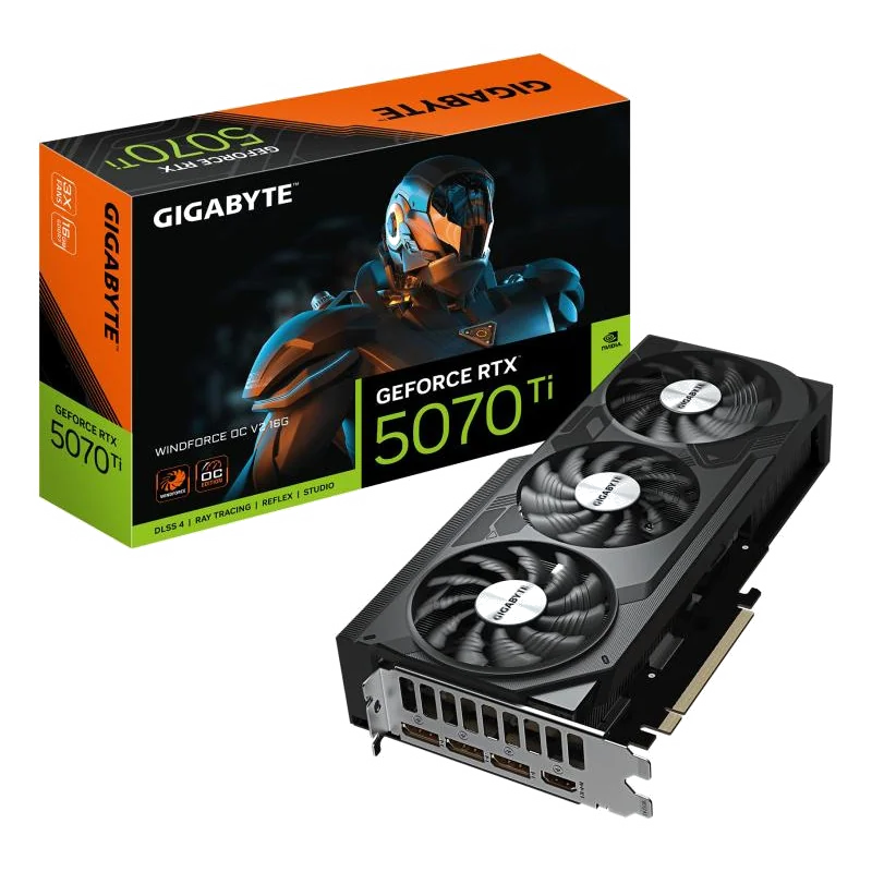 GIGABYTE GeForce RTX 5070 Ti WINDFORCE OC V2 16G Carte Graphique - 16GB GDDR6, 256bit, PCI-E 5.0, 2497 MHz Fréquence du GPU, 3 x DisplayPort, 1 x HDMI, GV-N507TWF3OCV2-16GD