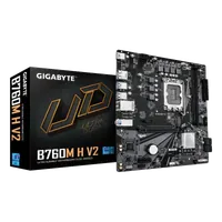 GIGABYTE B760M H V2 Carte Mère - Prend en charge les processeurs Intel Core 14e génération, VRM numérique 5+1+1 phases, jusqu’à 8000MHz DDR5 (O.C.), 1xPCIe 4.0 M.2, LAN 1GbE, USB 3.2 Gen1 - 1
