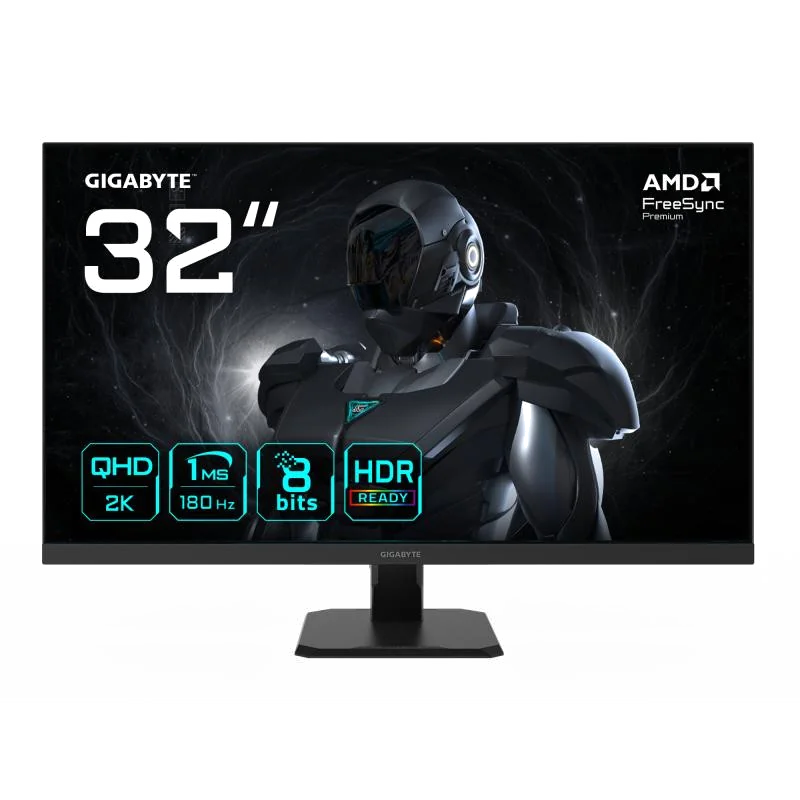 GIGABYTE GS32QA Moniteur de Jeu 32” QHD - 2560 x 1440, 180Hz, 1ms, 300 cd/m², FreeSync Premium, HDR Ready, HDMI 2.0, DisplayPort 1.4