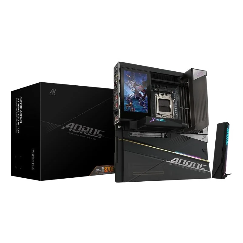 GIGABYTE X870E AORUS XTREME X3D AI TOP Carte Mère - Prend en charge les processeurs AMD Ryzen série 9000, VRM 24+2+2 phases, jusqu’à 9000MHz DDR5 (O.C.), 2xPCIe 5.0 M.2 + 3xPCIe 4.0 M.2, Wi-Fi 7, LAN 10GbE, USB 4